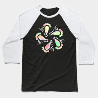 Whimsical Floral Abstract Design Baseball T-Shirt